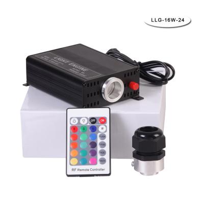 China Free Shipping Fiber Optic Lights On Sale High Brightness 16W Fiber Optic LED Light Engine With 24key RF Remote Control for sale