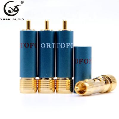 China audio & YIVO XSSH Visual HIGH FIDELITY Brass Gold Plated 11mm Max Audio Cable RCA Jack Plug Self Locking Connectors for sale