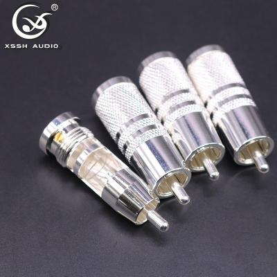 China audio & YIVO VISUAL XSSH OEM Customized DIY 7.5mm Connector Plug Silver Plug HIFI Brass Plated RCA Audio Jack for sale