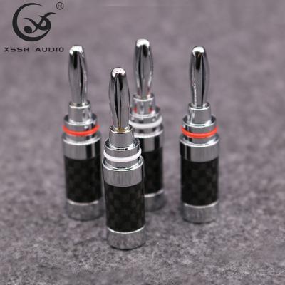 China audio & Guangzhou YIVO Carbon Fiber Visual Brass Plated Rhodium Electrical Plugs Banana Connector Male HiFi Plug For Max 5mm Cable for sale