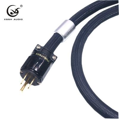 China High End High Fidelity Pure Copper Wire YIVO XSSH DIY OFC Copper Wire US+ IEC 3 Pins Plug AC Power Male Female Gold Plated Cable Cords for sale