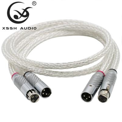 China YIVO XSSH OCC High End Audio Silver Plated 16 Speaker Strands Cable With 3Pins Carbon Fiber XLR To XLR Connector Balanced Audio Cable for sale