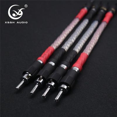 China 1set=4pcs 20cm Length YIVO XSSH OEM Copper Plating Speaker Cable OEM Pure Silver Anoxic Silver HiFi Audio Jumper Wire Bi-Wire for sale