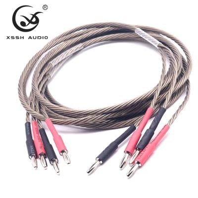 China Car 2.5m YIVO XSSH 99.9% HIGH FIDELITY Oxygen Free Copper Silver Plated High Quality Audio Speaker Cable With 4 Pair Banana Plug for sale