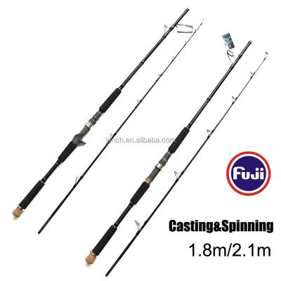 China Carbon Spinning Fishing Rod High Carbon Baitcasting Rod Fuji 1.8m 2.1m Sea Boat Fiberglass for sale