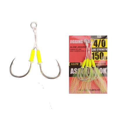 China Saltwater Fishing Lure Double BKK Jiggingpro Fishing Aid Hooks 1/0 2/0 3/0 4/0 Jig Hooks High Carbon Steel Hooks For Fishing For Rope for sale