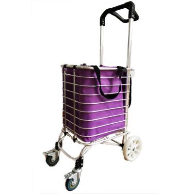 China Folding Alloy Basket Cart 2 Or 4 Wheel Aluminum Shopping Design for sale