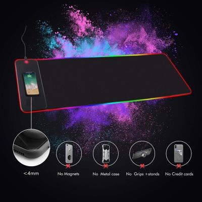 China Durable Wireless Charger Mousepad Gaming Mouse Pad Soft Non-Slip Rubber Bottom Mat RGB RGB Lighting Gaming Mouse Pad for sale