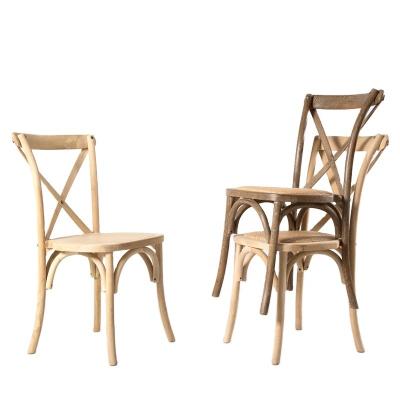 China Traditional Wooden Stackable Cross Back Dining Chair French Furniture Rental Event Wedding Chair for sale