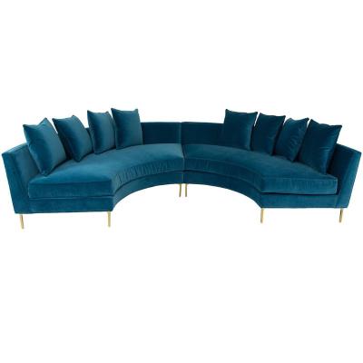 China Modern factory gold leg wedding rental direct event c shaped public space furniture luxury modern chair velvet sofa modern living room for sale