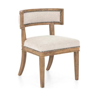 China New Design Leisure Fabric Traditional Dining Room Solid Wood Upholstered Dining Chairs for sale