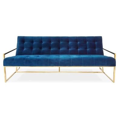 China Modern Good Quality Luxury Gold Stainless Steel Velvet Leg Modern Leisure Living Room Furniture Sofa for sale