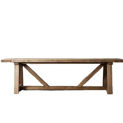 China Rectangular Reclaimed Wood Traditional Hard Solid Wood Trestle Farmhouse Style Rustic Farmhouse Table Rectangular Table for Dining Event Farmtables for sale