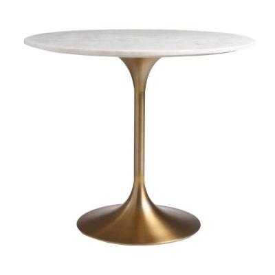 China Modern Hotel Furniture OEM Round Marble Top Mounted Gold Plated Dining Table Cafe Restaurant Low Tables And Chairs for sale