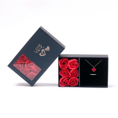 China Custom Recyclable Valentine's Cardboard Necklace Ring Jewelry Boxes With Logo for sale