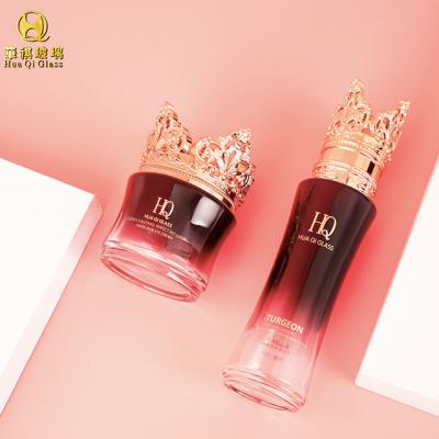 China Glass Bottles New Design Glass Bottles Cosmetic Set Packaging Luxury Cosmetic Hand Sanitizer Care Container Body Cream Empty Bottle for sale