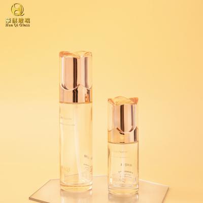 China Glass Bottles Clear Glass Bottles Glassglassglass Packaging Cosmetic Skin Care Set With Pump Head for sale