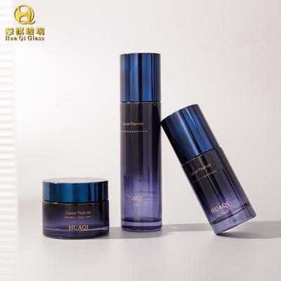 China Glass Bottles Luxury Cosmetic Bottle Eye Cream Face Cream Skin Care Set Glass Packaging Cosmetic Bottles For 120ml 100ml 50ml 50g for sale