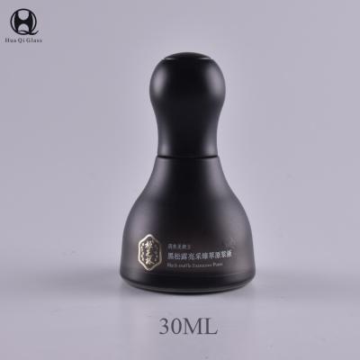 China In stock/No MOQ demand 30ml Cosmetic Black Glass Dropper Bottles Packaging for sale