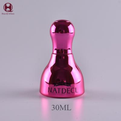 China In stock request 30ml/no MOQ cosmetic rose red clear glass dropper packaging frosted glass dropper bottle for sale