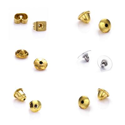 China Wholesale Copper Back Brass Gold Plated Earring Stopper Earring Clutches For Earring Making for sale