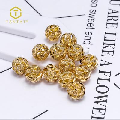 China Copper Spacer Beads Brass Plating Micro To Pave Zircon Round Beads DIY Jewelry Accessories for sale