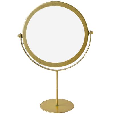 China Nordic Makeup Mirror Princess Desk Dressing Mirror Gold Round Iron Magnifying Mirror for sale