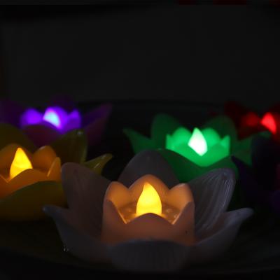 China Big Price Flameless Tea Light Usb Rechargeable Led DC Lotus Candle Led Bulb Floating Led Lights for sale