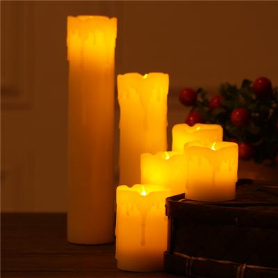 China Home and Festival Decoration Flameless Battery Operated Wax Led Candle Light with Wax Drip with Drip Wax for sale