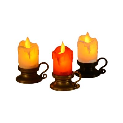 China Festival Holiday Flameless LED Decoration Wedding Party Hotel Vintage Candlestick Dancing Wick Flameless Candle Light for sale