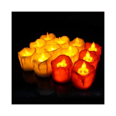 China Outdoor Electric Battery Use Molten Shell Candle Flameless Moving Wick Led Candle With Yellow Light Flickering for sale