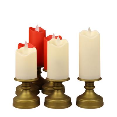 China Home Decoration Candle Event Base Decoration Led Swing Cylindrical Attached Candle Flameless With Imitation Bronze Base for sale