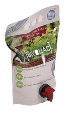 China Self Standing Wine Pouch Bib Bag In Box , Stand Up Plastic Pouches For Liquids for sale