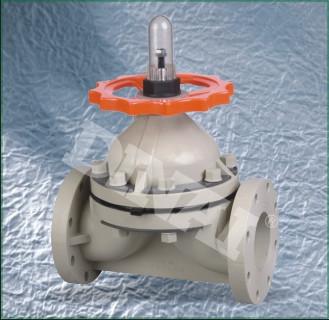 China PVC-C diaphragm valve weir type flange end ANSI#150,JIS10K,DIN. wheel handle for sale