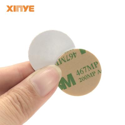 China Waterproof / Weatherproof Custom TK4100 EM4305 T5577 RFID tag lf 125khz rfid round coin tag etichetta dia20mm 25mm with 3M gule for sale