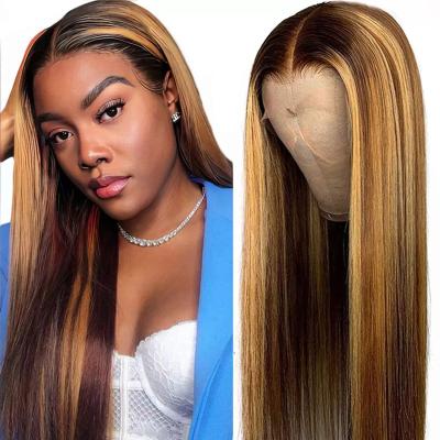 China P427 Color Swiss Lace Transparent Lace Front Wigs Straight and body waveHuman Hair 13x4 Lace Frontal Wig Pre Plucked Highlight for sale