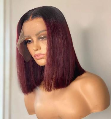 China Swiss hair lkace 13-*4 13*6 4*4 1B 99j Bob Lace Frontal Bob Lace Front Wig for sale