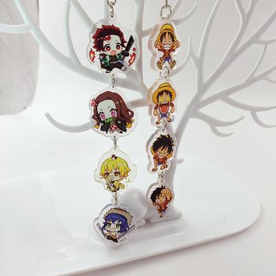 China Plastic DA Qi Dong Custom Acrylic Keychain Charms linked printing cartoon keychain acrylic key chain with linked charms for sale