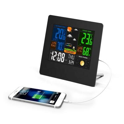 China Antique Style Weather Station Wireless Hygrometer Barometer Planned Color Digital Alarm Clock Indoor Outdoor for sale