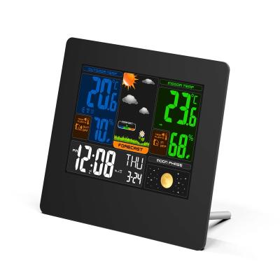 China Promotional USB Charger Weather Station Gift Temperature Moon Phase Barometer Indoor Outdoor Clock with 3 Sensors for sale