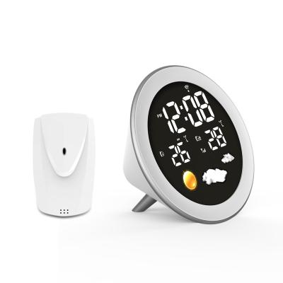 China Antique Style Hygrometer Thermometer Fm Radio Led Smart Digital Alarm Clock for sale