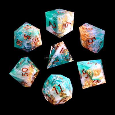 China Stormwind Style Customized Dies DND Logo Polyhedral Resin Sharp Edge Dies Set Stormwind Style For Dungeons And Dragons Role Playing Game Dies for sale