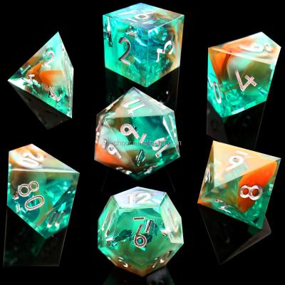 China Resin DND Forest Smoke Style Custom Sharp Die Cut Polyhedral Forest Smoke Style Dices For RPG Dungeons& Dragon Game for sale