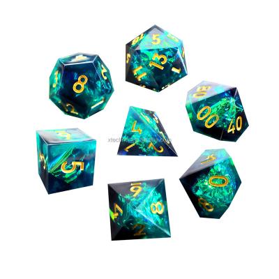 China Green Night Style Resin Dies Set Green Night Style DND Edge Polyhedral Dies Set Suitable RPG Role Playing Games Dungeons And Dragons for sale