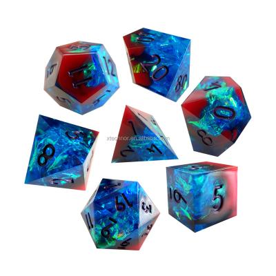 China Resin Red Blue Red Blue Handmade DND Edge Dies for DND Dungeons and Dragons RPG Dies for sale