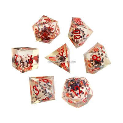 China Virus Custom DND Style Cuts Worm Dies Sharp D4 D6 D8 D10 D% D12 D20 Set for Role Playing Game Tabletop Dungeons and Dragons for sale