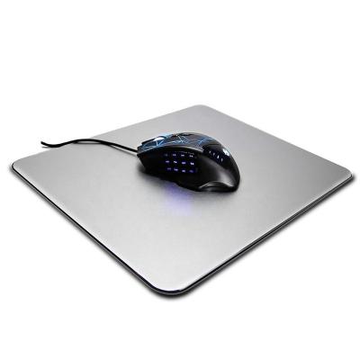 China Aluminum Metal+PU Leather For Any Dpi Speed ​​And Any Laser Or Desk Mouse Gamer Non-slip Leather Low Gaming Optical Aluminum Mouse Pad for sale