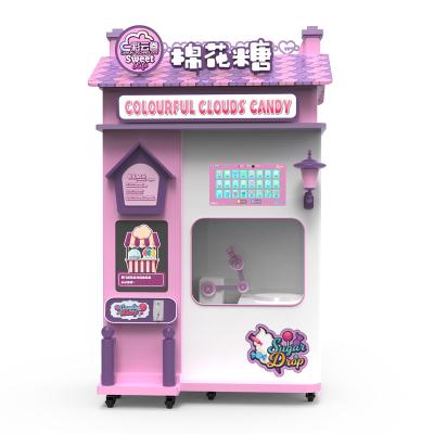 China Commercial Food Beverage Shop Supply Fancy Cash Operated Full Automatic Cotton Sugar Candy Making Vending Machine Candy Floss Machine for sale