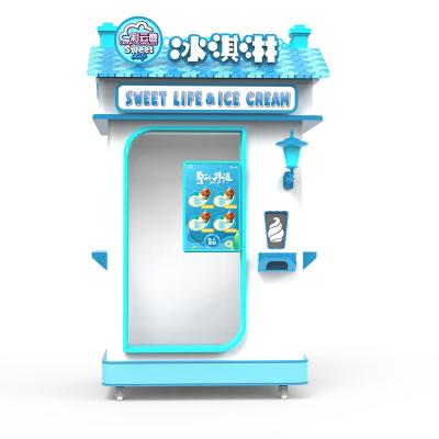 China Commercial Fully Automatic Hotel Subway Station Shopping Mall OEM Design Multi Flavor Ice Cream Making Vending Machine With 27 Inch Advertising Touch Screen for sale