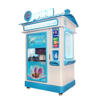 China Wholesale Hotel Subway Station Shopping Mall Multi Flavor Optional Ice Cream Making Machine Coin Operated Commercial Ice Cream Vending Machine for sale